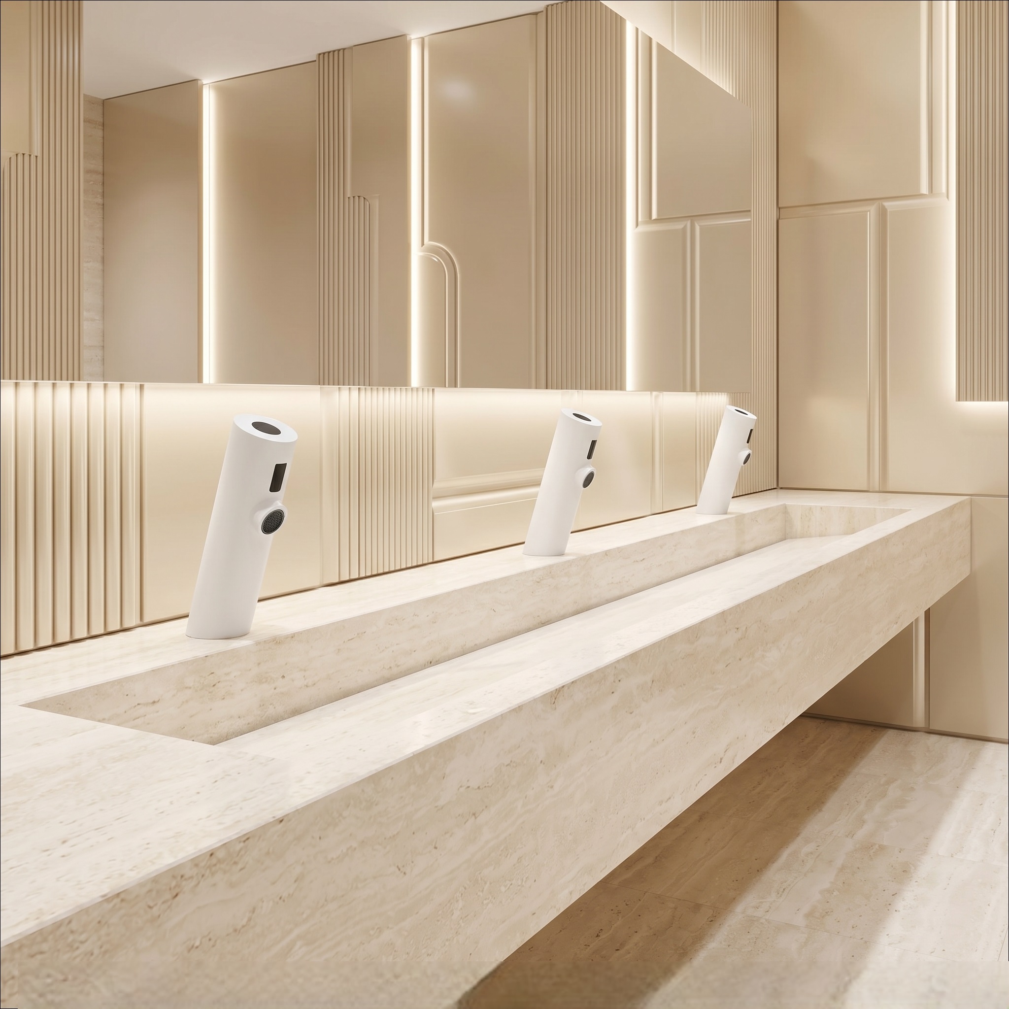 FontanaAuraFlow Matte White Double Touchless Sensor Bathroom Faucet — FS7960MW