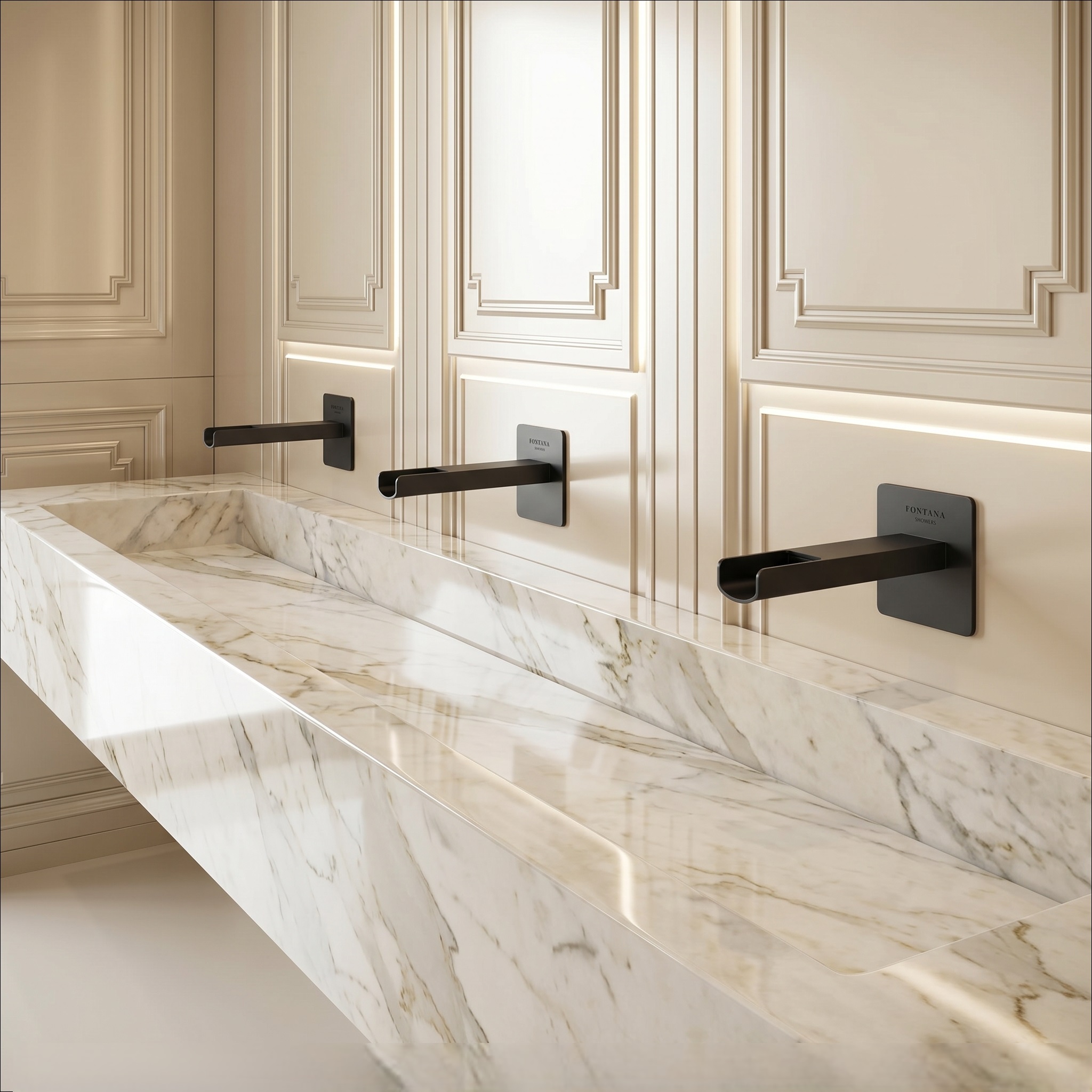 Fontana Chivasso Matte Black Wall-Mounted Touchless Faucet Waterfall Design — FS7961MB