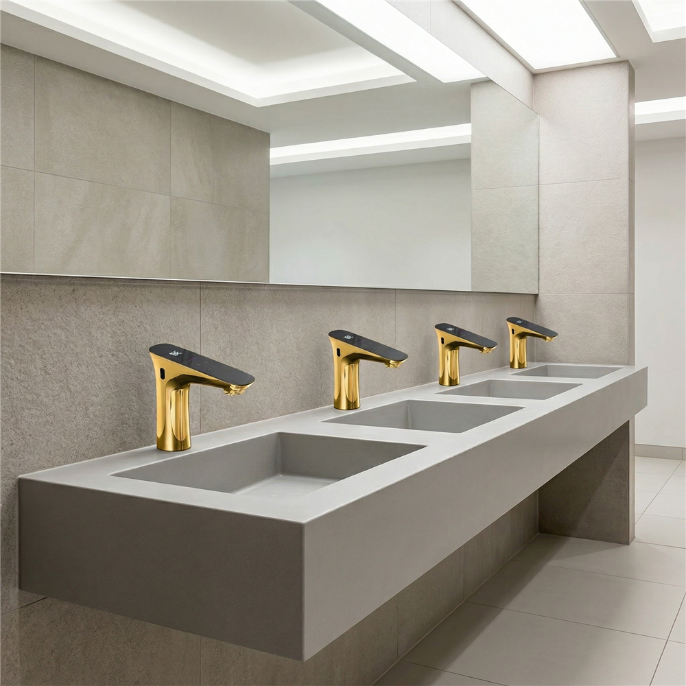 Brushed gold touchless commercial faucet