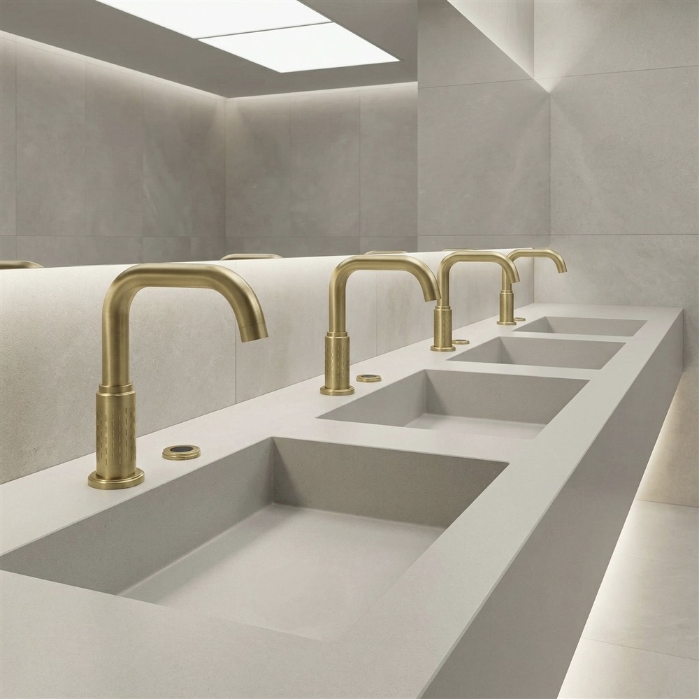 Fontana Alba Adriatica Brushed Gold Deck-Mounted Touchless Faucet