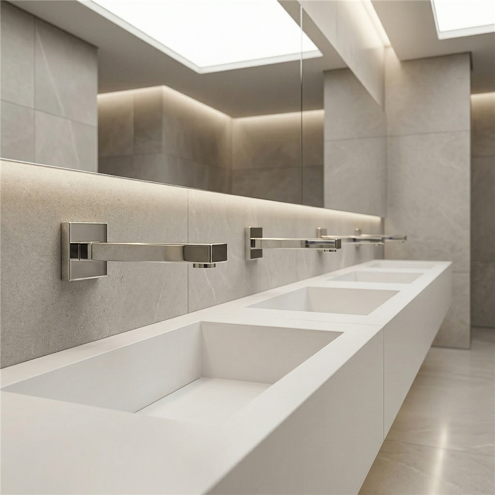 Chrome commercial touchless faucet