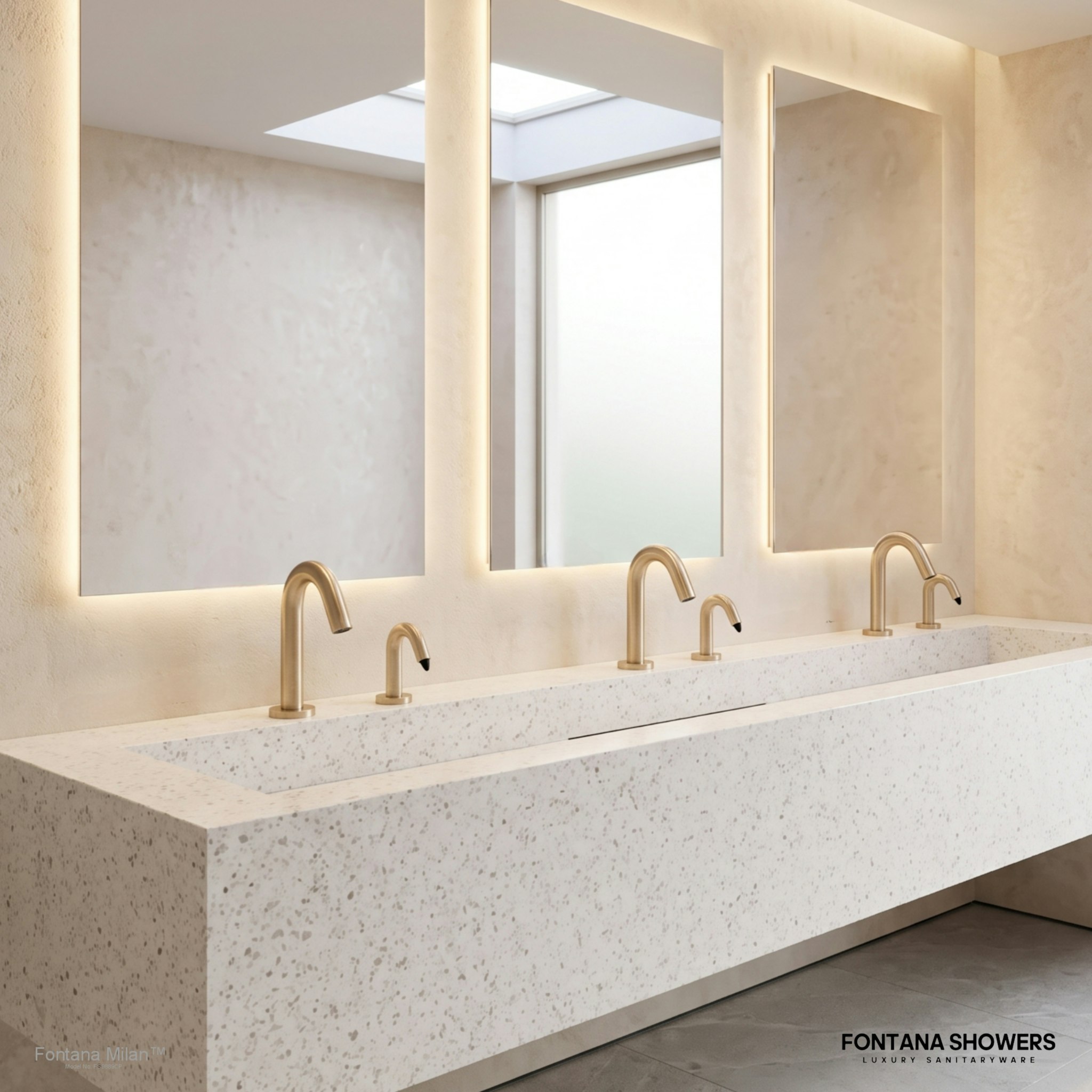 Fontana Milan Champagne Sensor Faucet & Automatic Soap Dispenser Set