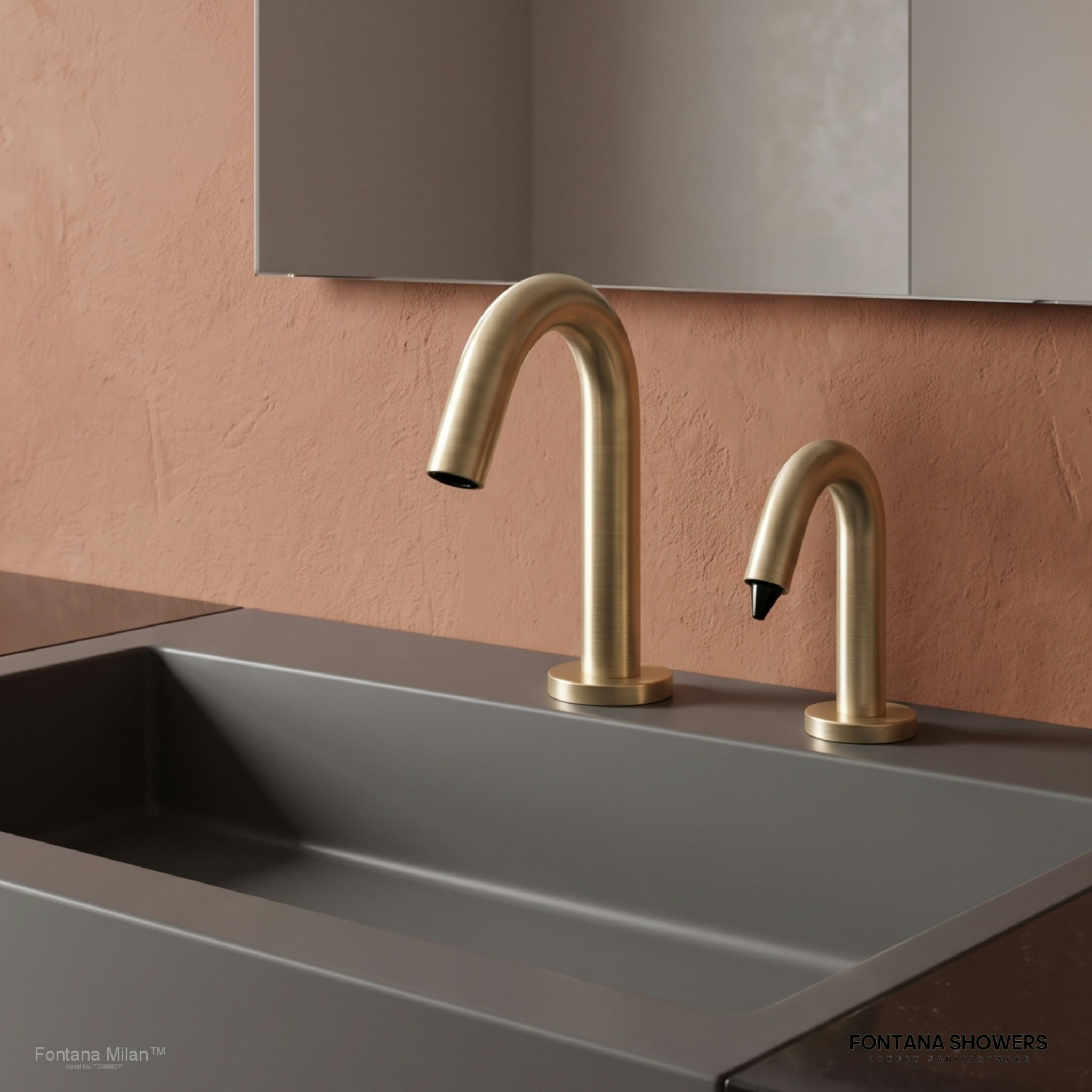 Fontana Milan Champagne Sensor Faucet & Automatic Soap Dispenser Set