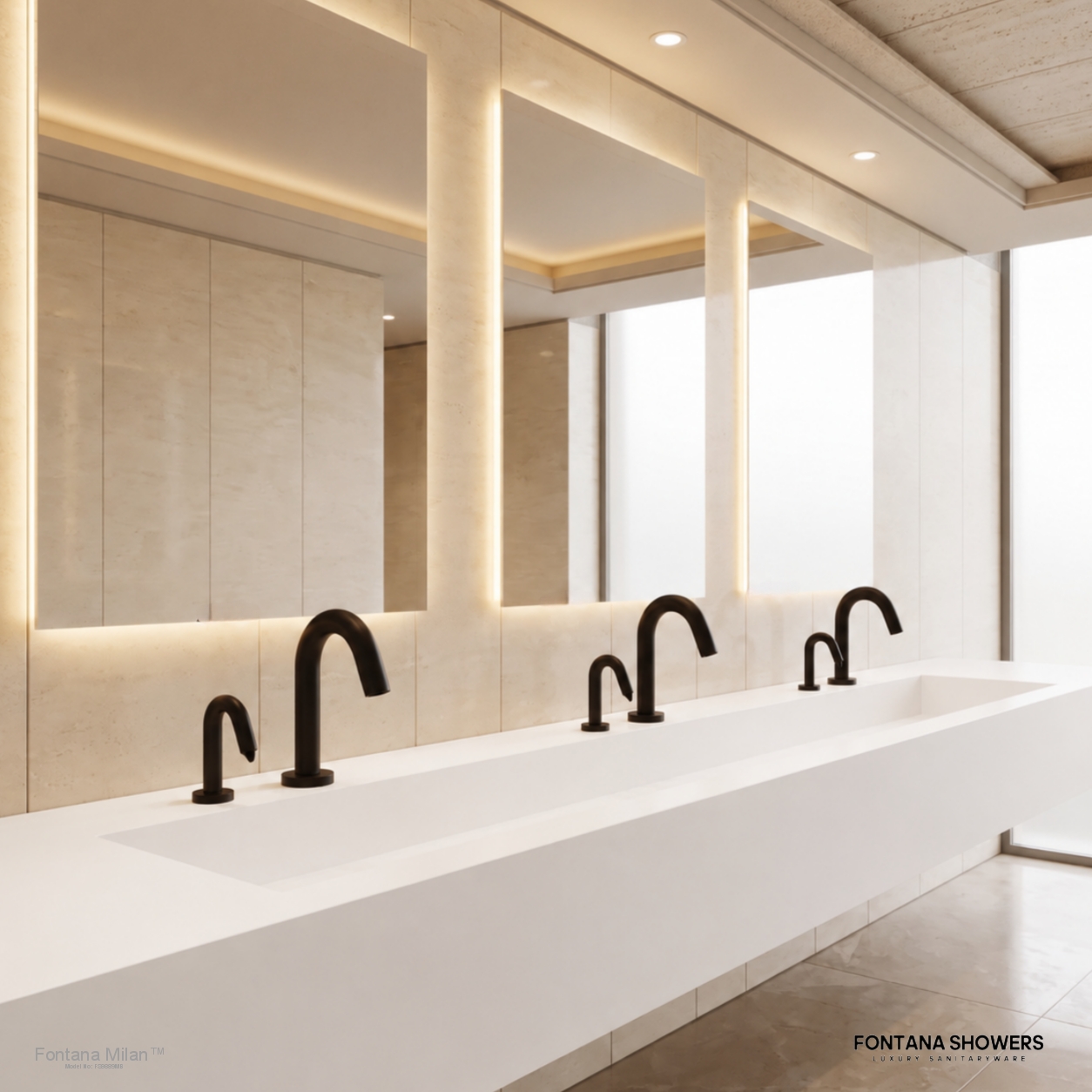 Fontana Milan Matte Black Sensor Faucet & Automatic Soap Dispenser Set