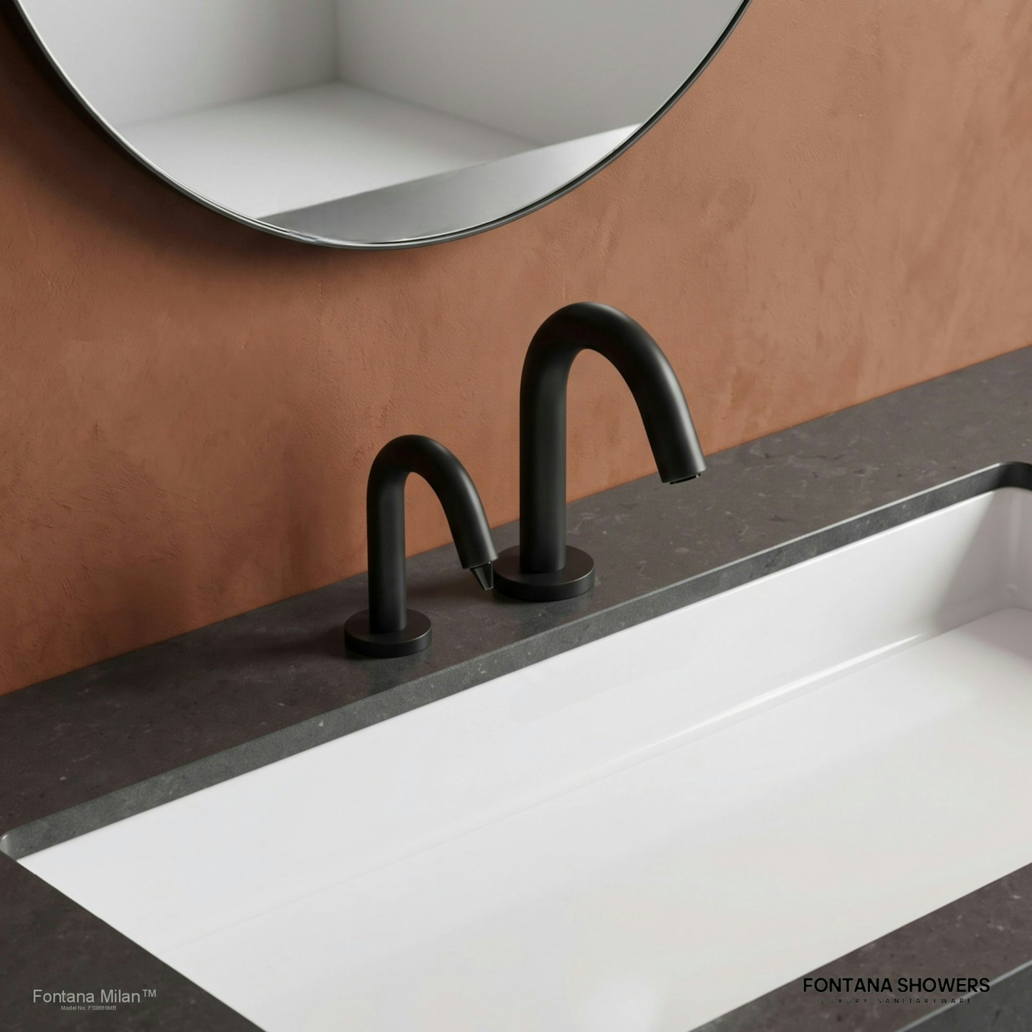 Fontana Milan Matte Black Sensor Faucet & Automatic Soap Dispenser Set