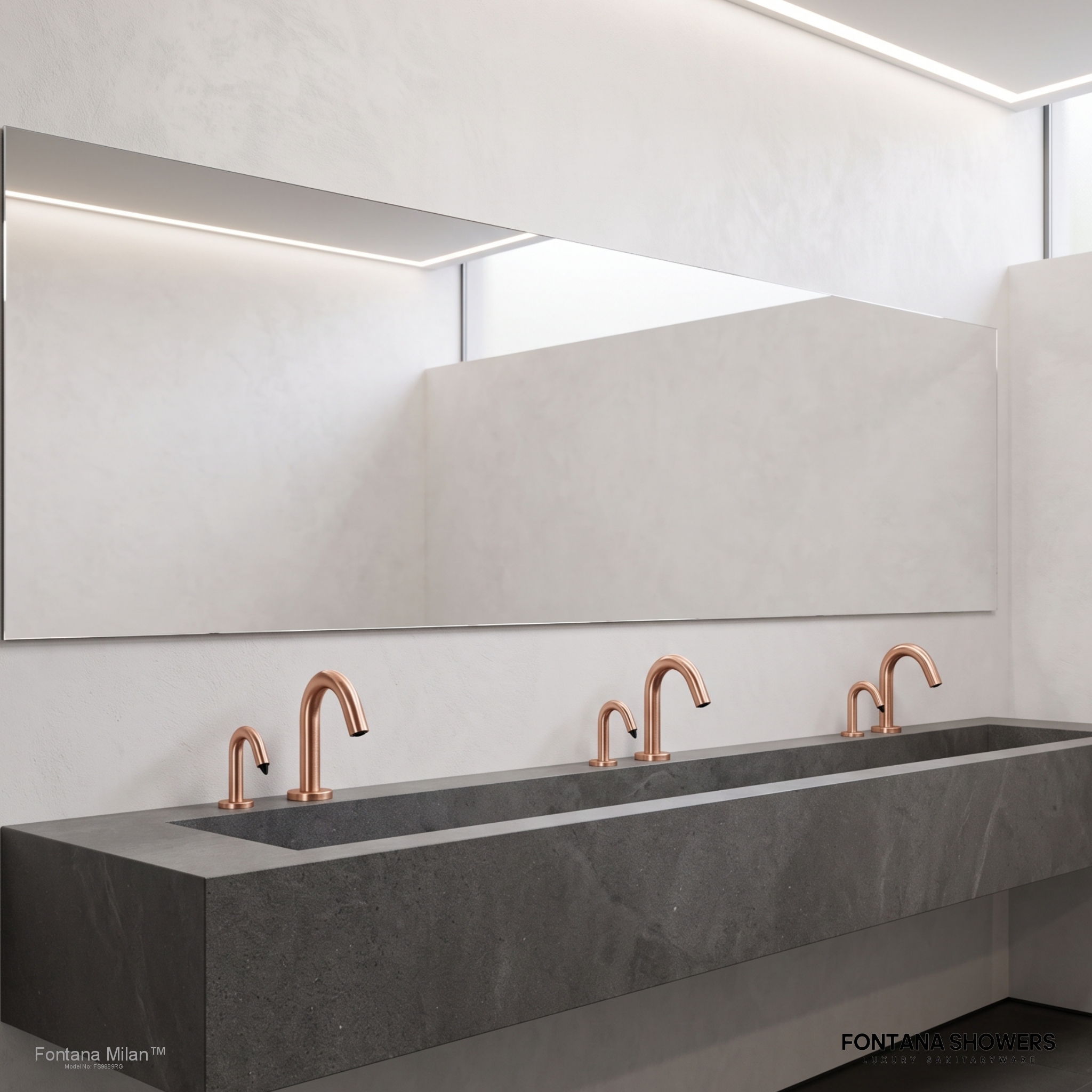 Fontana Milan Rose Gold Sensor Faucet & Automatic Soap Dispenser Set