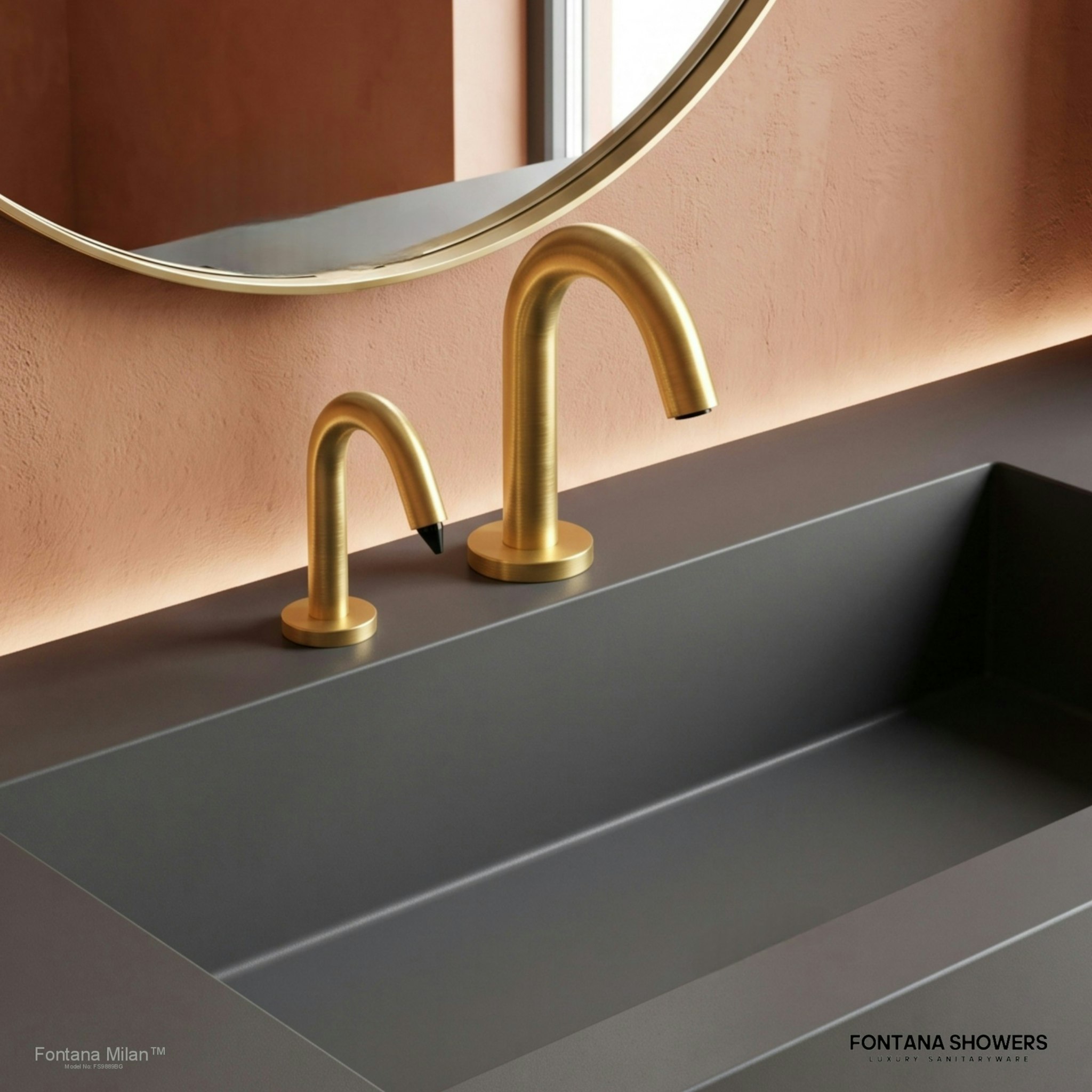 Fontana Milan Rose Gold Sensor Faucet & Automatic Soap Dispenser Set