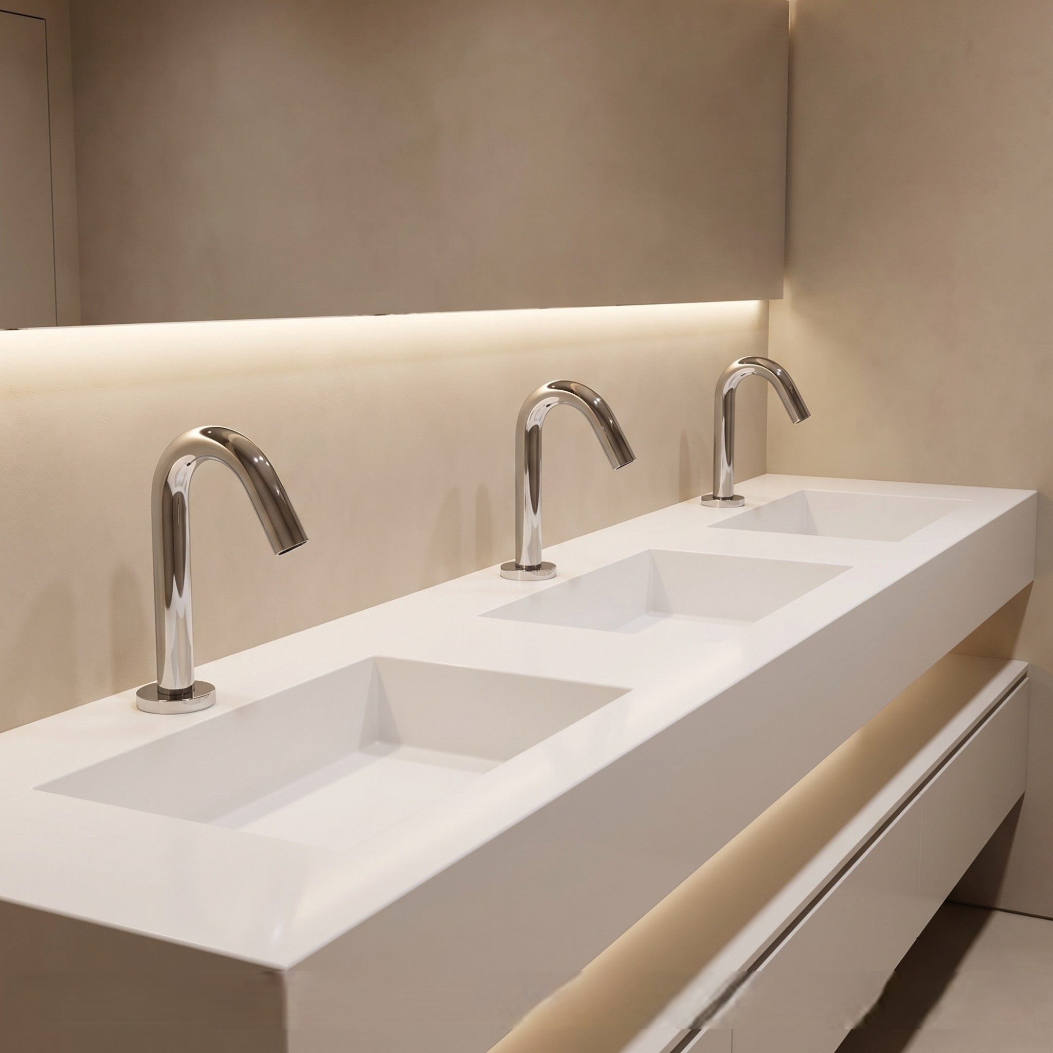 Fontana Milan Freestanding Chrome Dual Automatic Commercial Sensor Faucet and Soap Dispenser