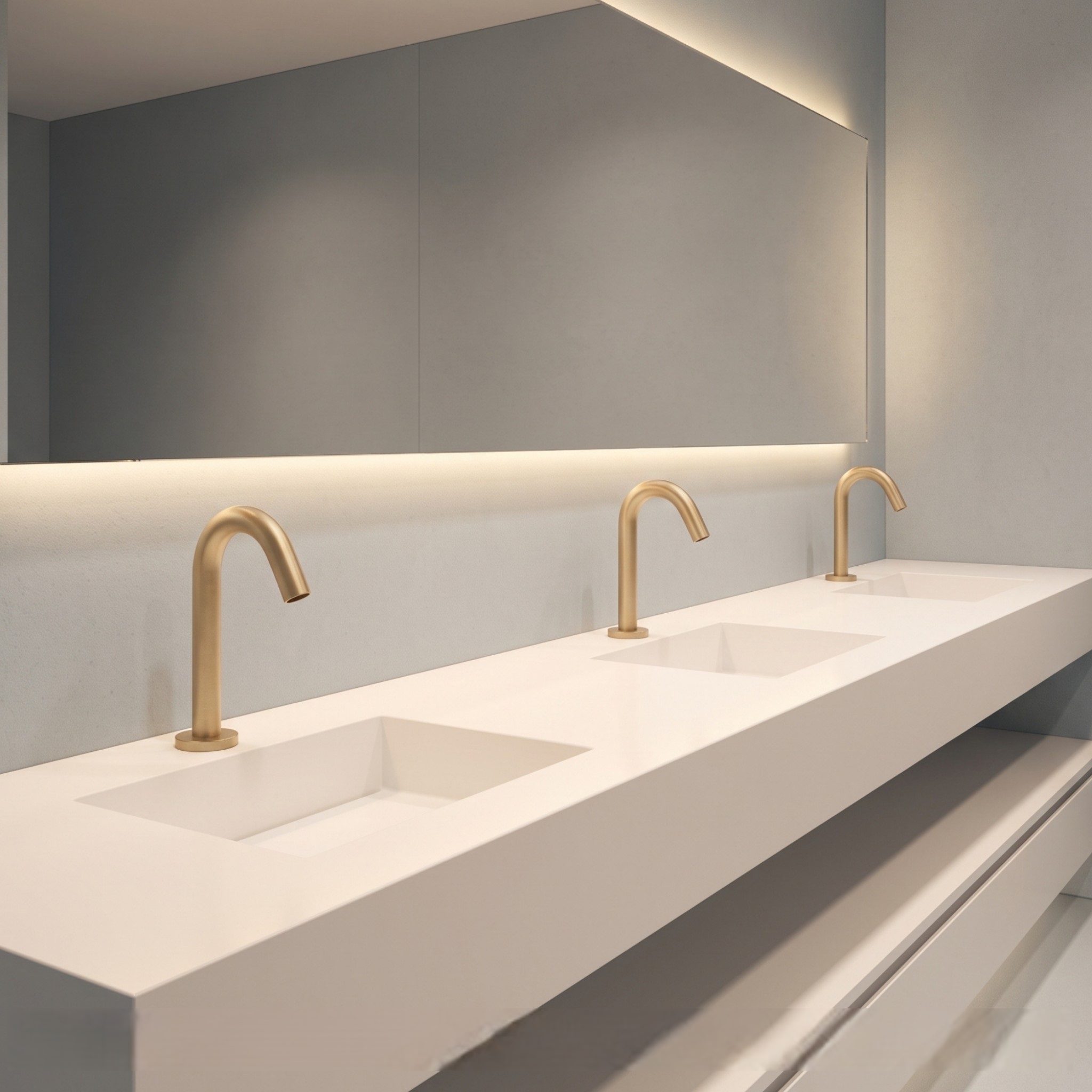 Fontana Milan Freestanding Champagne Dual Automatic Commercial Sensor Faucet and Soap Dispenser
