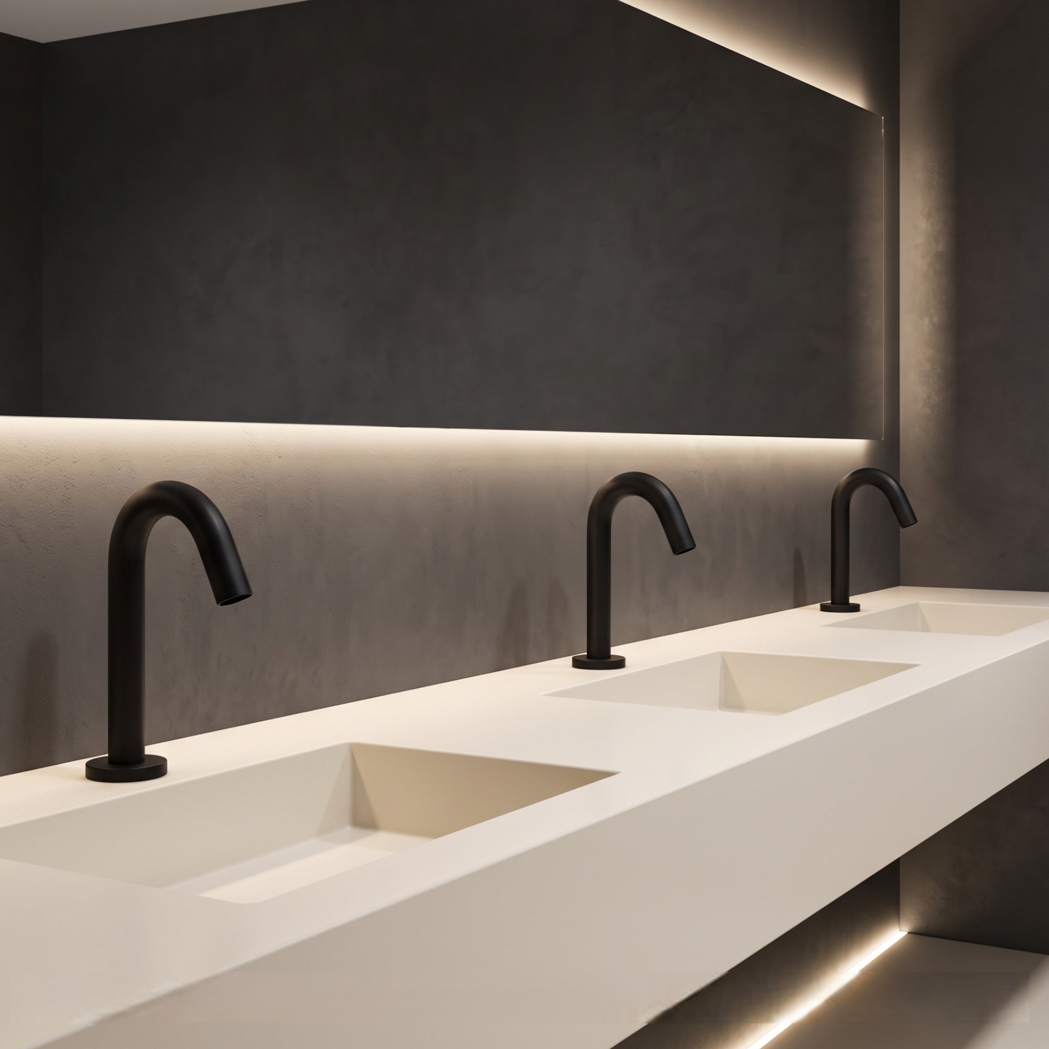 Fontana Milan Freestanding Matte Black Dual Automatic Commercial Sensor Faucet and Soap Dispenser