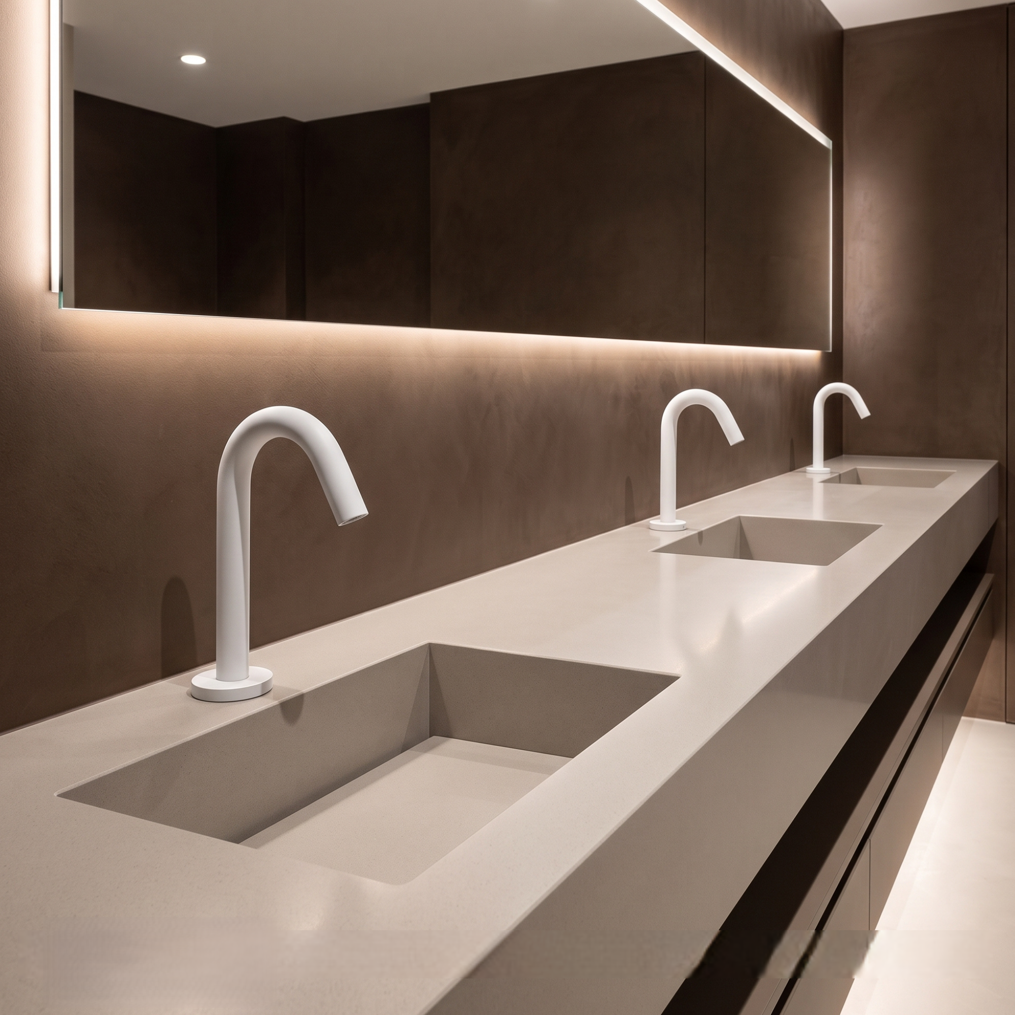 Fontana Milan Freestanding Matte White Dual Automatic Commercial Sensor Faucet and Soap Dispenser