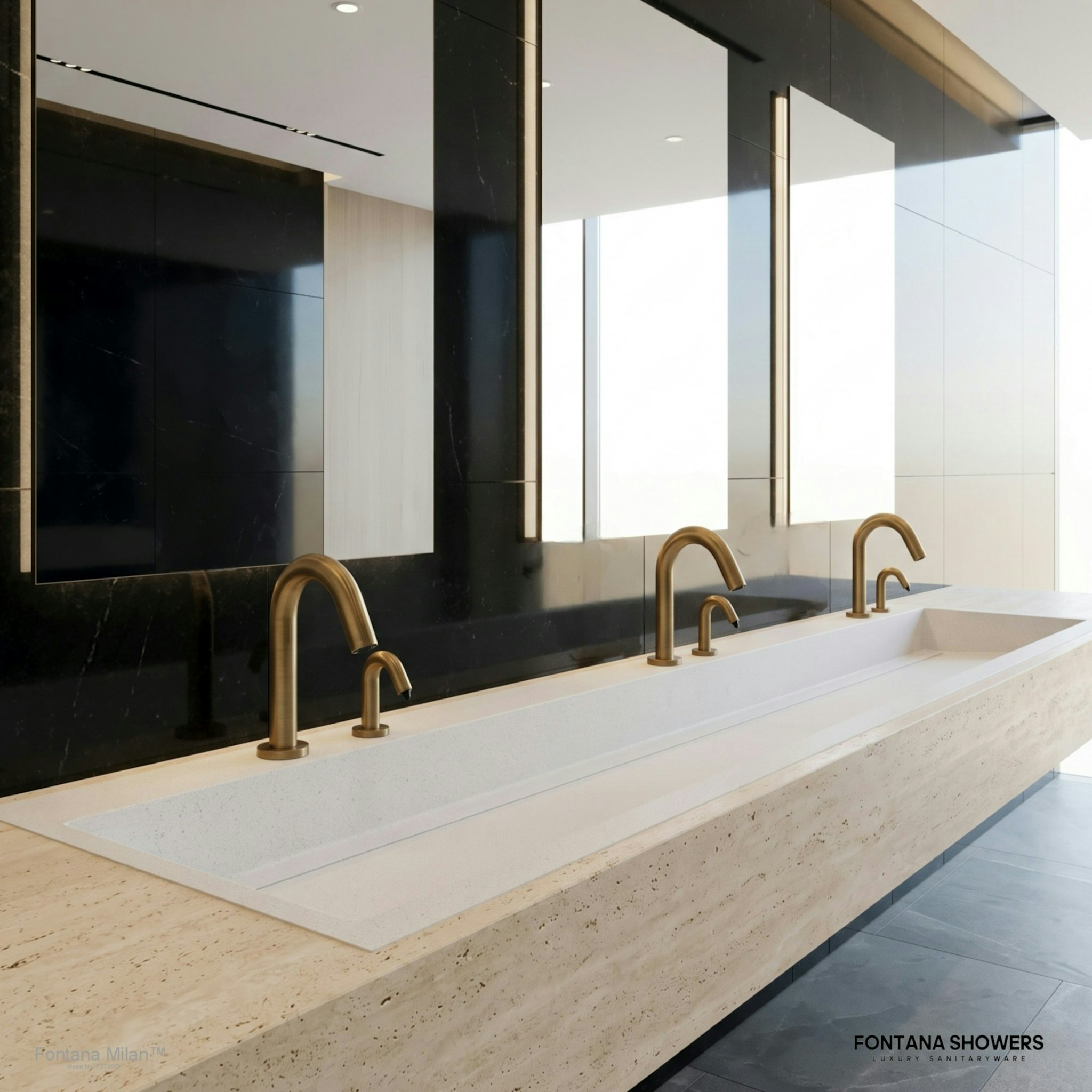 Fontana Milan Freestanding Antique Brass Finish Dual Automatic Commercial Sensor Faucet And Soap Dispenser