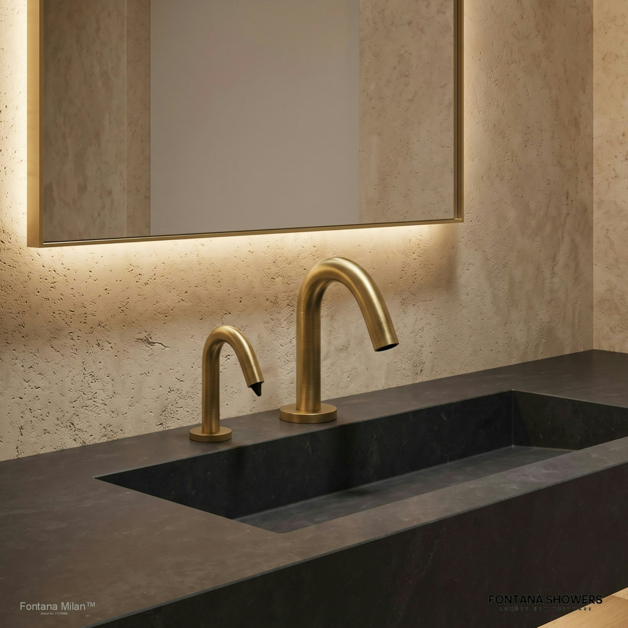 Fontana Milan Freestanding Antique Brass Finish Dual Automatic Commercial Sensor Faucet And Soap Dispenser