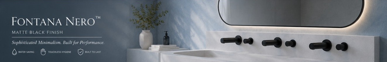 Fontana Nero Series commercial touchless faucet for architectural restrooms