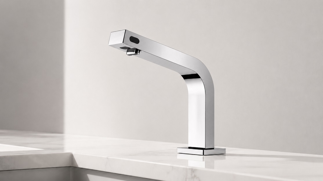Horizontal image frame showing coordinated automatic soap dispenser solutions for commercial restroom maintenance and refill access