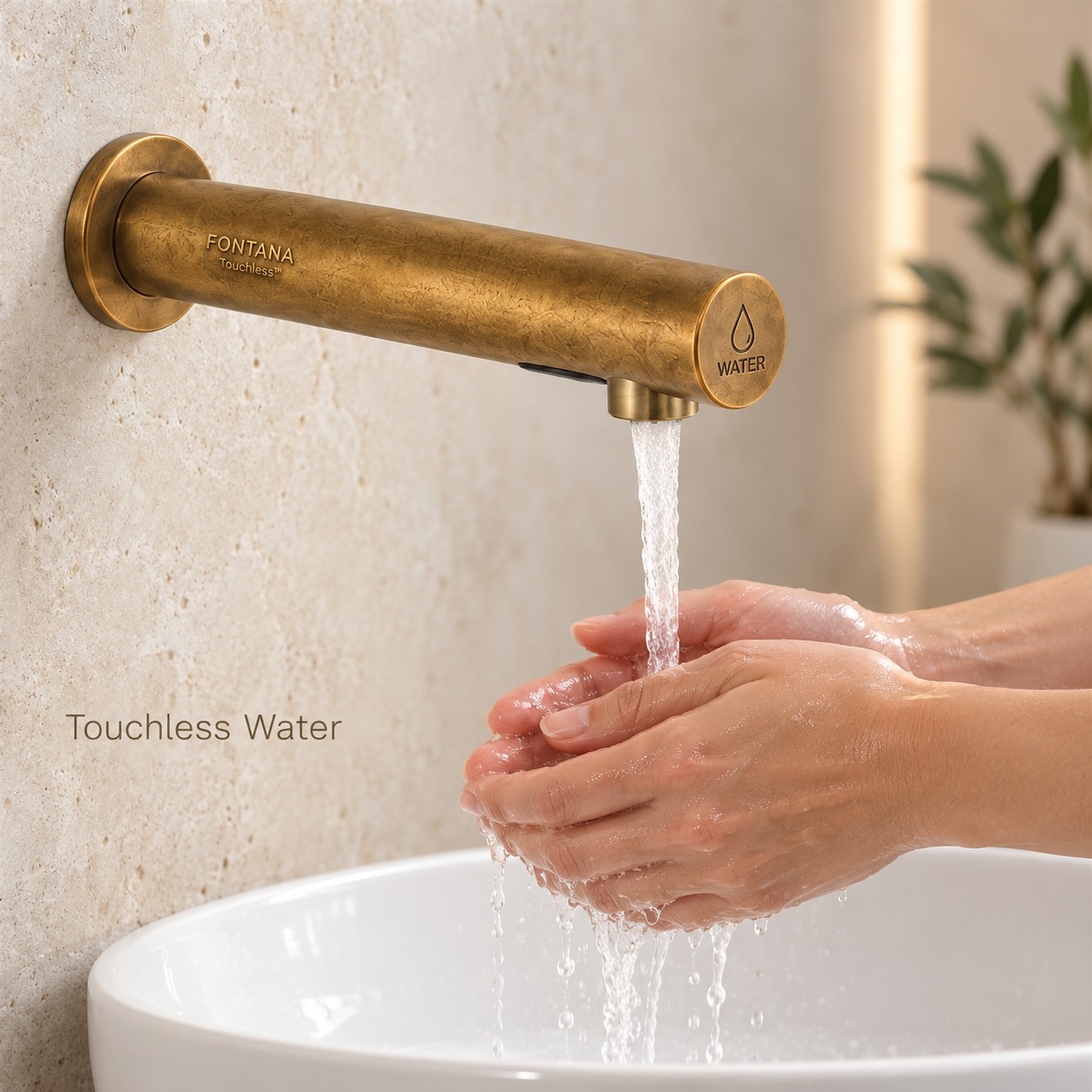 Polished chrome sensor faucet and soap dispenser in a coordinated commercial washstation