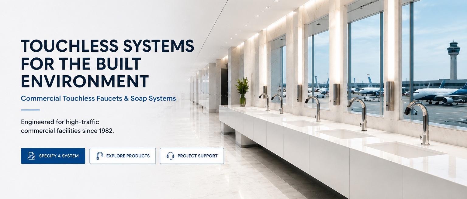 Fontana commercial touchless faucets and soap systems for airport facilities