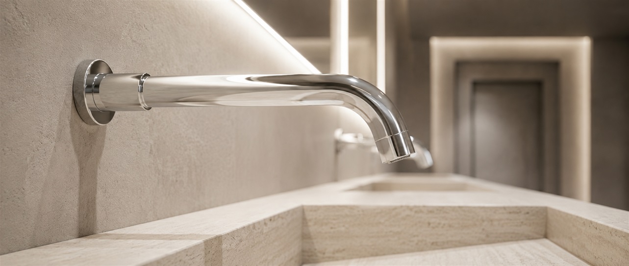 Fontana FS8014CH chrome wall-mounted commercial automatic touchless sensor faucet
