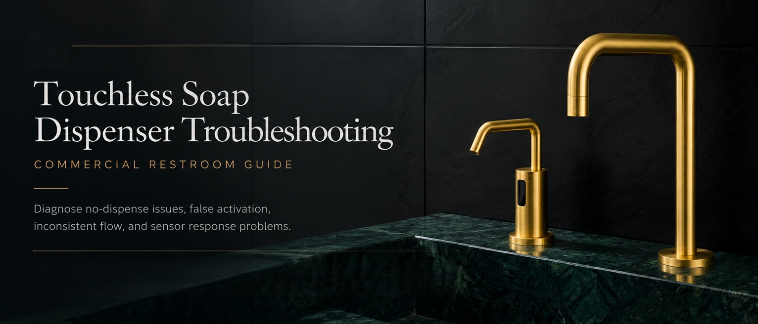 Touchless soap dispenser troubleshooting in a commercial restroom