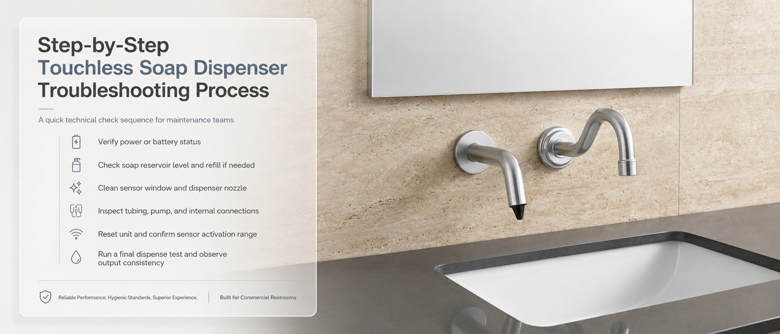 Step by step touchless soap dispenser troubleshooting process