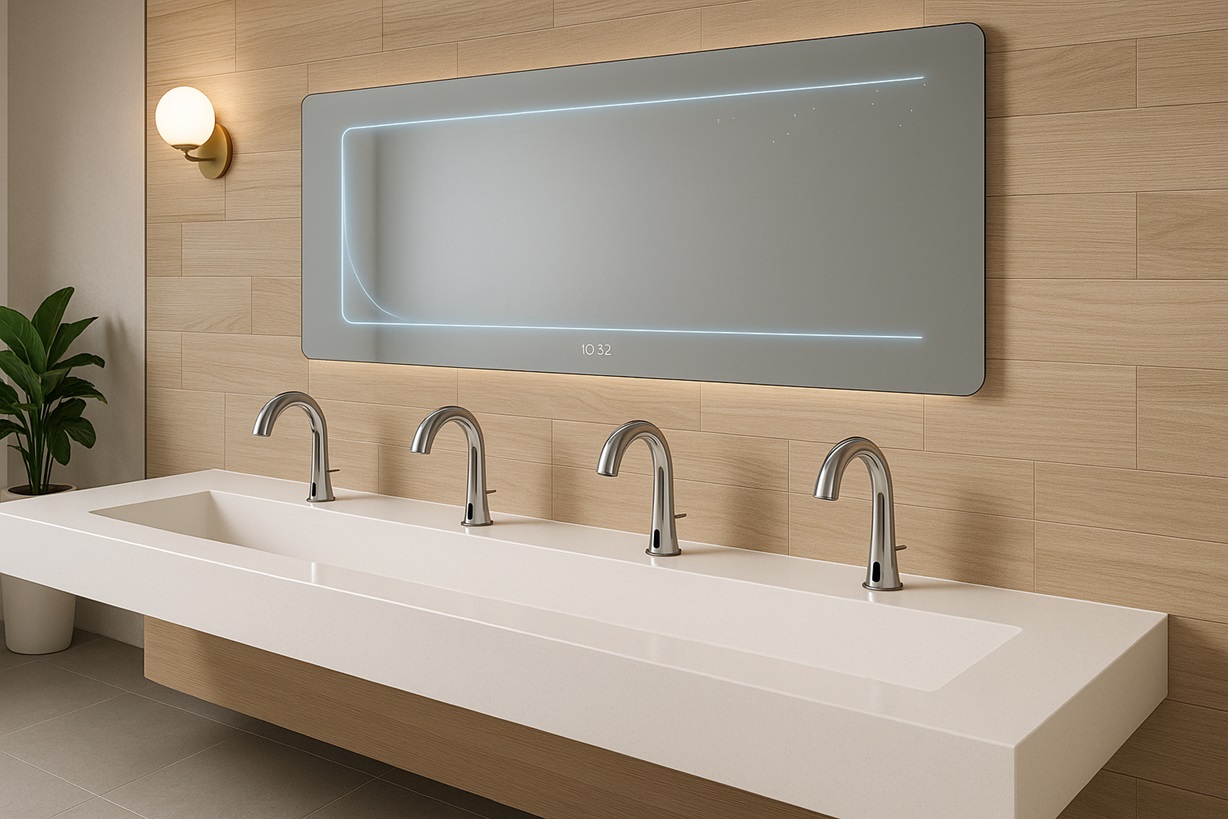 Executive lounge restroom with premium smart fixtures